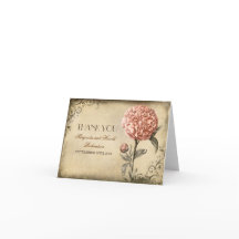 obrigado cor-de-rosa do casamento vintage da flor