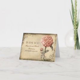 Cartão De Agradecimento obrigado cor-de-rosa do casamento vintage da flor