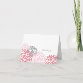 Cartão De Agradecimento Obrigado cor-de-rosa e cinzento da flor da dália
