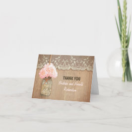 Cartão De Agradecimento Obrigado cor-de-rosa elegante do casamento do