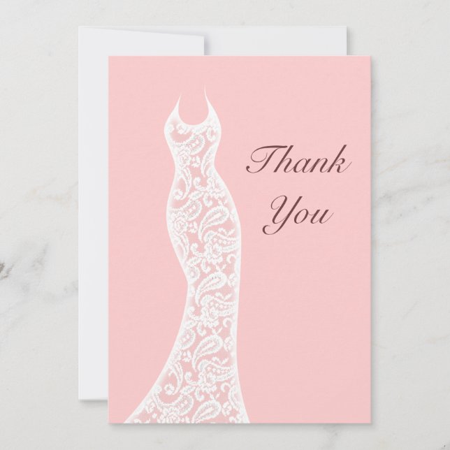 Cartão De Agradecimento Obrigado cor-de-rosa laçado você (Frente)