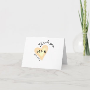 CARTÃO DE AGRADECIMENTO OBRIGADO CORAÇÃO LARANJA NOME LETRA DATA CASAMENTO