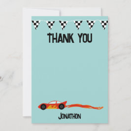 Cartão De Agradecimento Obrigado Corrida de Aniversário de Carros Crianças