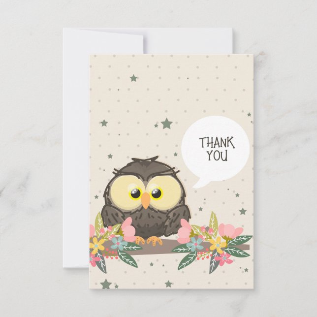 Cartão De Agradecimento Obrigado Coruja (Frente)