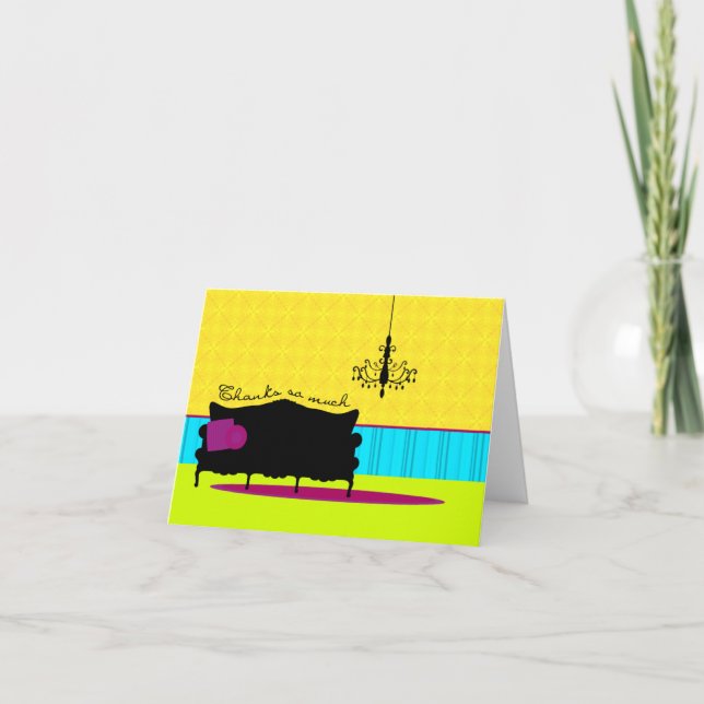 Cartão De Agradecimento Obrigado Couch e Travesseiros (Frente)