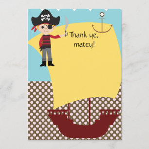 Cartão De Agradecimento Obrigado customizável do navio de pirata você