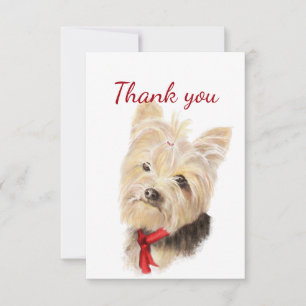 Cartão De Agradecimento Obrigado, Cute Watercolor Yorkshire Terrier
