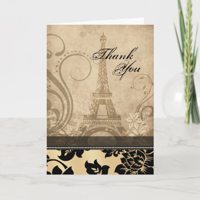 Cartão De Agradecimento Obrigado da areia da torre Eiffel | de Fleur de (Frente)