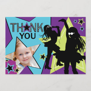 Cartão De Agradecimento Obrigado da banda da menina da estrela do rock