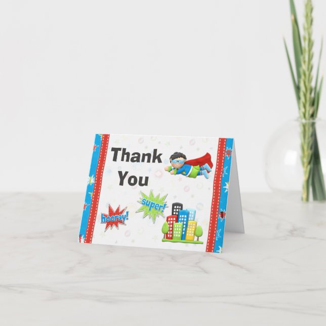 Cartão De Agradecimento Obrigado da festa de aniversário do super-herói (Frente)