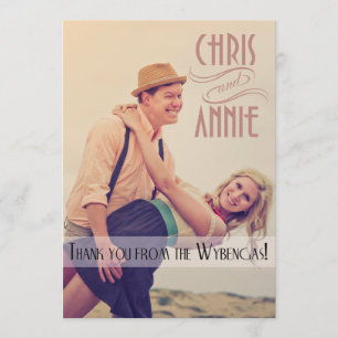 Cartão De Agradecimento Obrigado da praia do vintage do art deco você fot