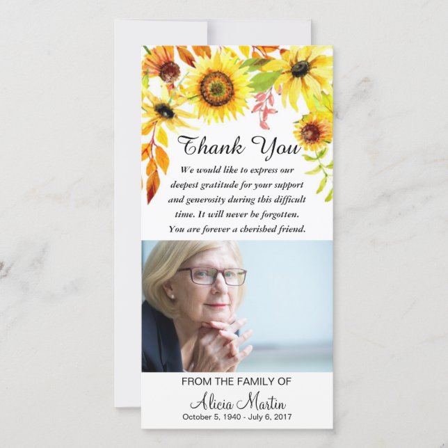 Cartão De Agradecimento Obrigado da simpatia você girassóis florais (Frente)