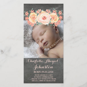 Cartão De Agradecimento Obrigado das flores do pêssego do quadro você chá