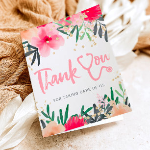 Cartão De Agradecimento Obrigado de bioscópio com coloração aquosa flor