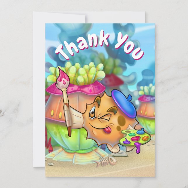 Cartão De Agradecimento Obrigado de cartoon fofo de FriendFish que você cu (Frente)