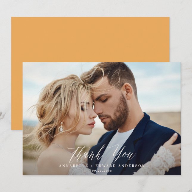 Cartão De Agradecimento Obrigado de casamento com fotos de citros (Frente/Verso)