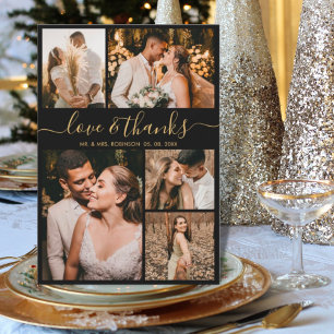 Cartão De Agradecimento Obrigado de Casamento de Colagem de Fotos por Obri