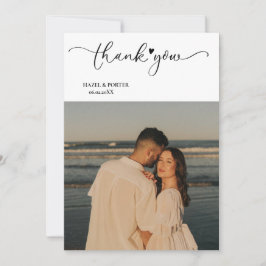 Cartão De Agradecimento Obrigado de Casamento de Foto Moderno Simples