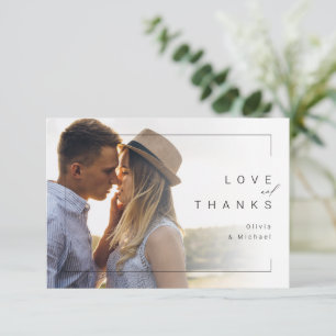Cartão De Agradecimento Obrigado de casamento de fotos minimalista moderna