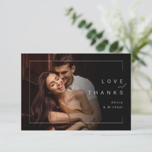 Cartão De Agradecimento Obrigado de casamento de fotos minimalista moderna