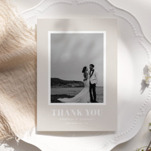 Cartão De Agradecimento Obrigado de casamento de fotos ousadas modernas