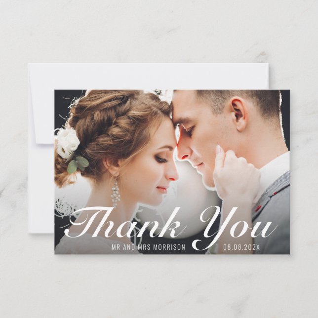 Cartão De Agradecimento obrigado de casamento de texto de script você cart (Frente)