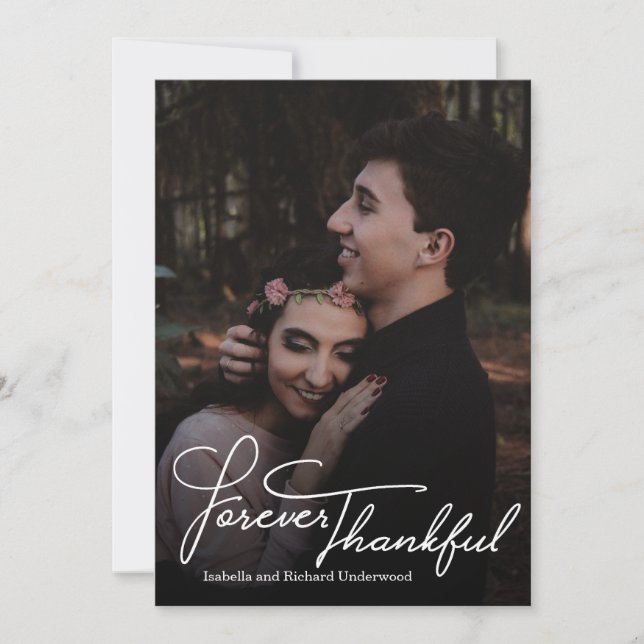 Cartão De Agradecimento Obrigado de casamento de tipografia escrita de mão (Frente)