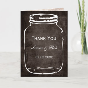 Cartão De Agradecimento obrigado de casamento do Mason jar Russo