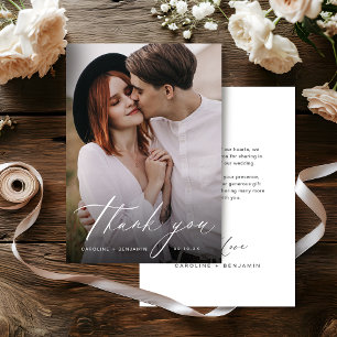 Cartão De Agradecimento obrigado de casamento minimalista com o guião mod