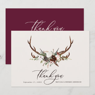 Cartão De Agradecimento obrigado de casamento russo elegante, botânico