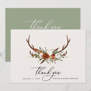 Cartão De Agradecimento Obrigado de casamento russo elegante você ferrugem