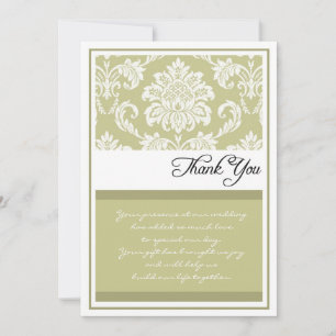 Cartão De Agradecimento Obrigado de creme do casamento tema damasco você