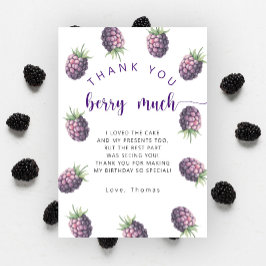 Cartão De Agradecimento Obrigado de festa de aniversário de Blackberry