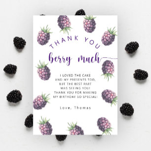 Cartão De Agradecimento Obrigado de festa de aniversário de Blackberry