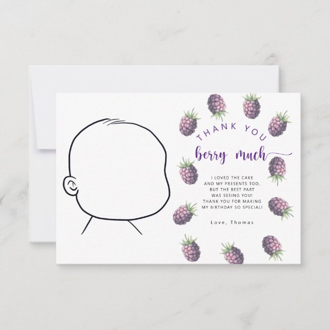 Cartão De Agradecimento Obrigado de festa de aniversário de Blackberry (Frente)