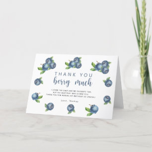 Cartão De Agradecimento Obrigado de festa de aniversário de mirtilo