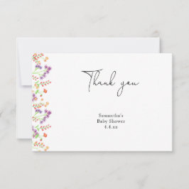 Cartão De Agradecimento Obrigado de flor selvagem chá de fraldas