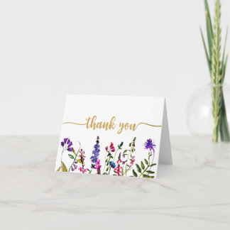 Cartão De Agradecimento Obrigado de flor selvagem elegante
