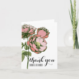 Cartão De Agradecimento Obrigado de florescência dos rosas do rosa e do