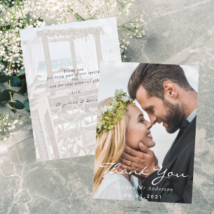 Cartão De Agradecimento Obrigado de foto de casamento você escreve