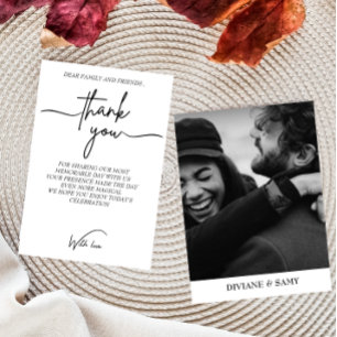 Cartão De Agradecimento Obrigado de fotografia em tipografia branca e pret