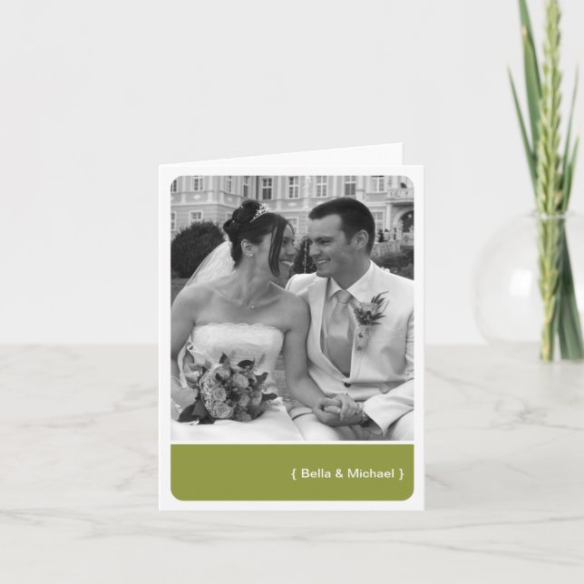 Cartão De Agradecimento Obrigado de fotos moderno de canto verde (Frente)