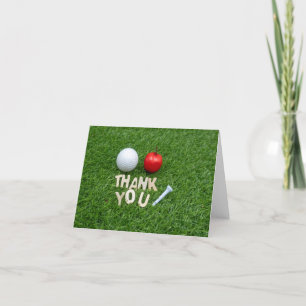 Cartão De Agradecimento Obrigado de golfe com maçã e bola de golfe em ve