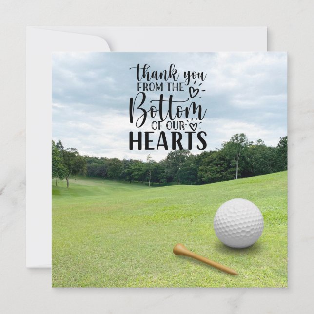 Cartão De Agradecimento Obrigado de golfe você tanto para bola de golfe em (Frente)