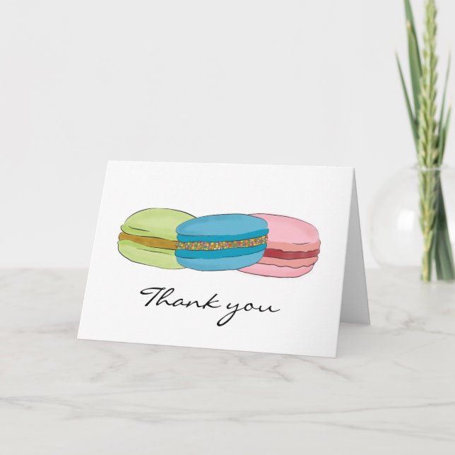 Cartão De Agradecimento Obrigado de Macarons do francês (Macaroons) você (Frente)