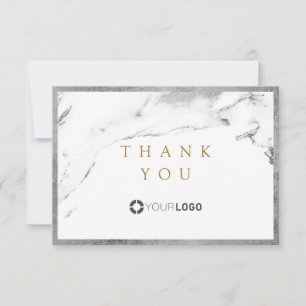 Cartão De Agradecimento Obrigado de negócios moderno de mármore prateado l