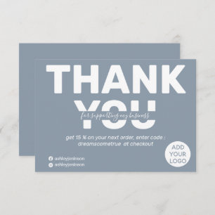 Cartão De Agradecimento Obrigado de ordem azul empoeirado moderno