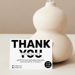 Cartão De Agradecimento Obrigado de pedido preto e branco moderno<br><div class="desc">Obrigado de pedidos de negócios preto e branco moderno. Adicione sua mídia social. Com uma fonte legal em negrito,  todas as cores são editáveis,  adicione seu logotipo.</div>