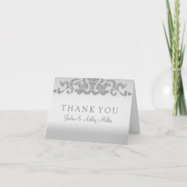 Cartão De Agradecimento Obrigado de prata do casamento do brilho você