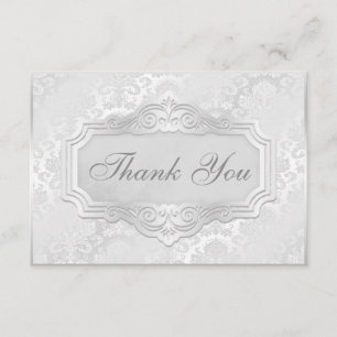 Cartão De Agradecimento Obrigado de prata elegante do casamento tema